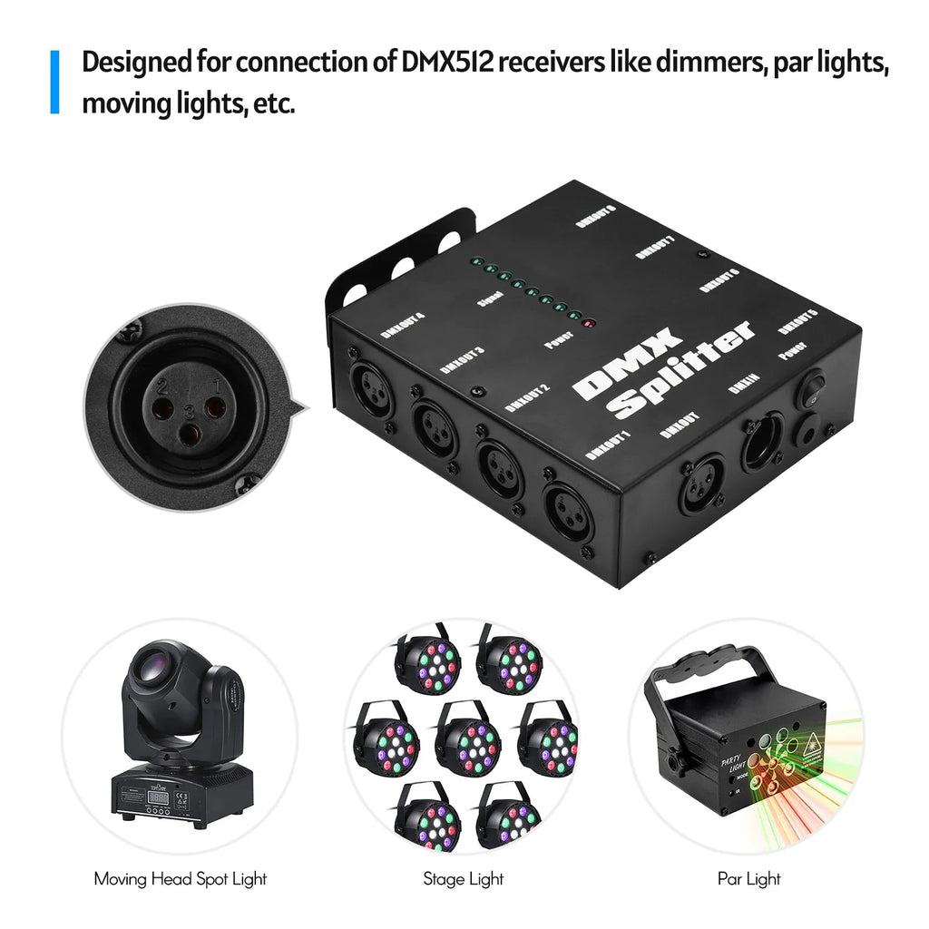 DMX512 1 Direct Input Output 8 Independent Outputs Optical Signal