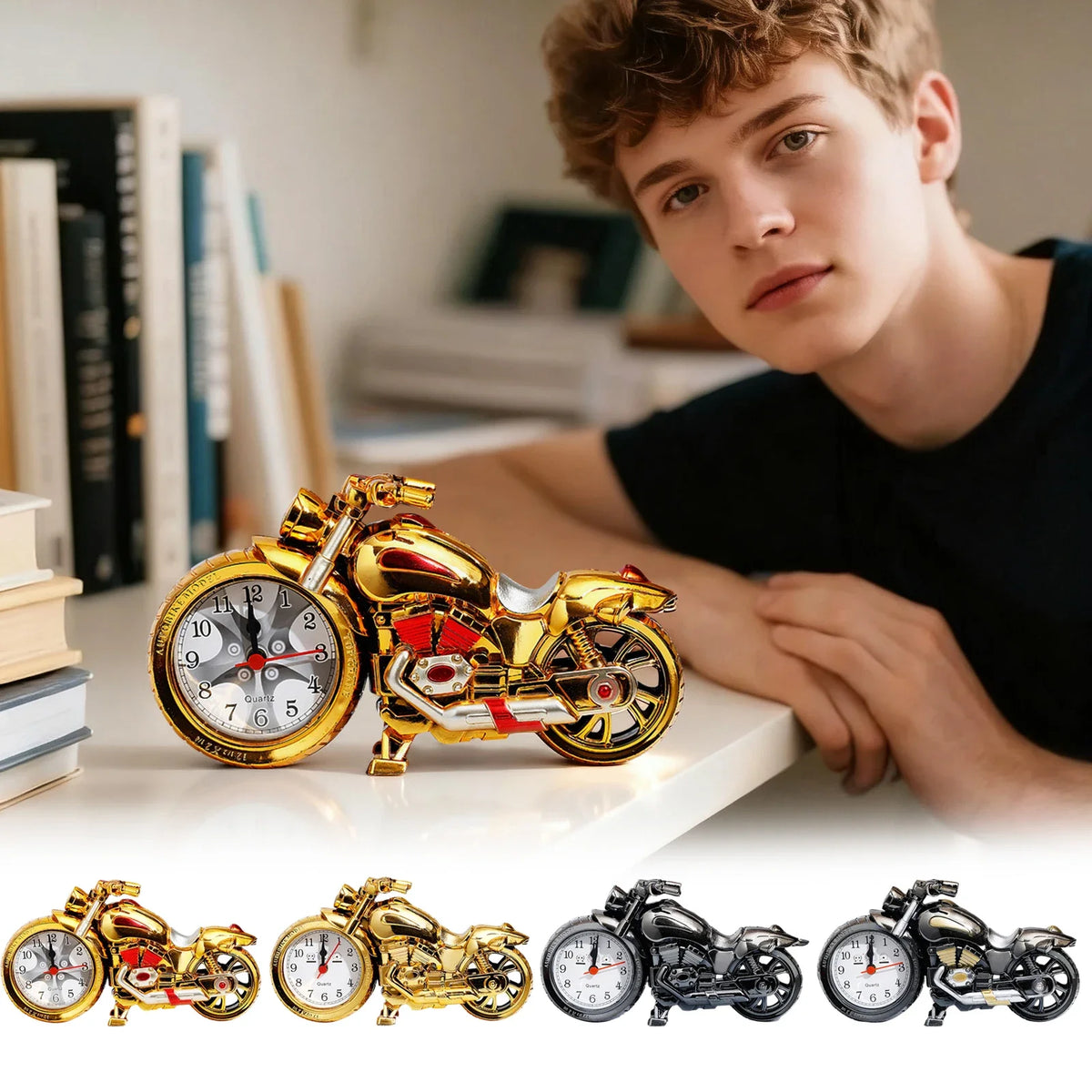 Retro Motorcycle Alarm Clock | Desktop Decor & Gift