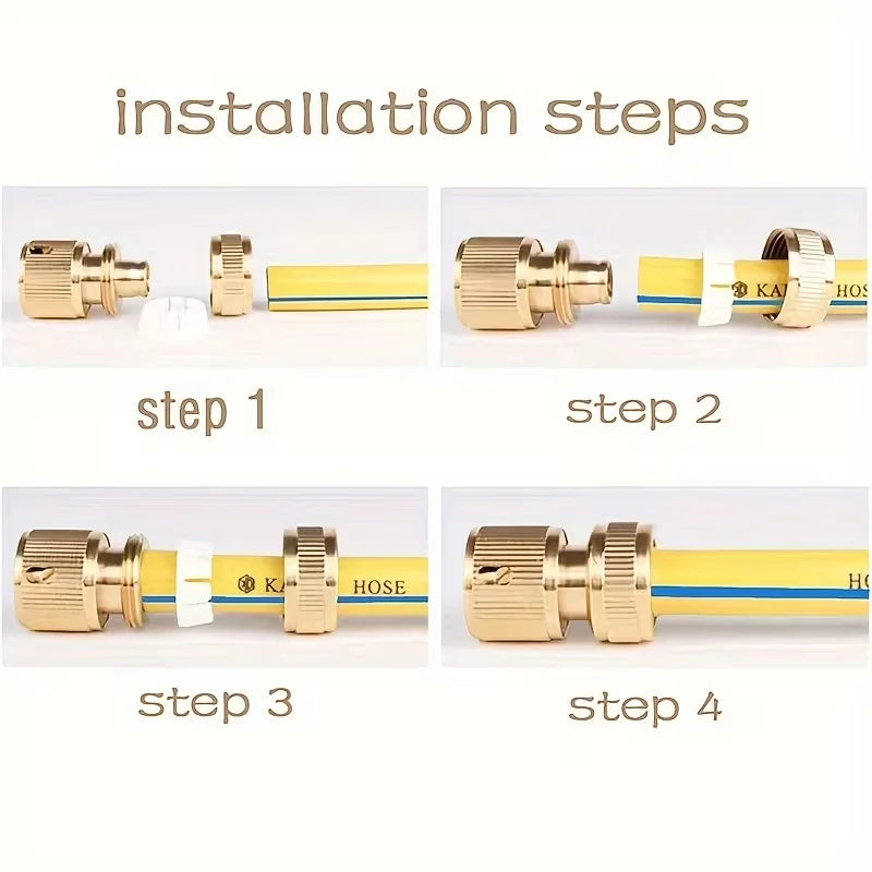 Brass Garden Hose Connectors – 2-in-1 Spray Nozzle Adapter Set of 2