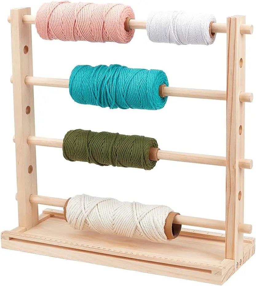 4-Tier Wood Ribbon Storage Rack & Spool Organizer for Crafts
