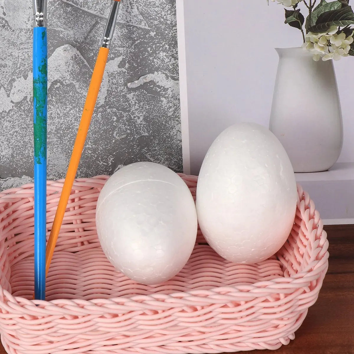 Egg Foam White Painting DIY Easter Craft Decoration Festival Home Use