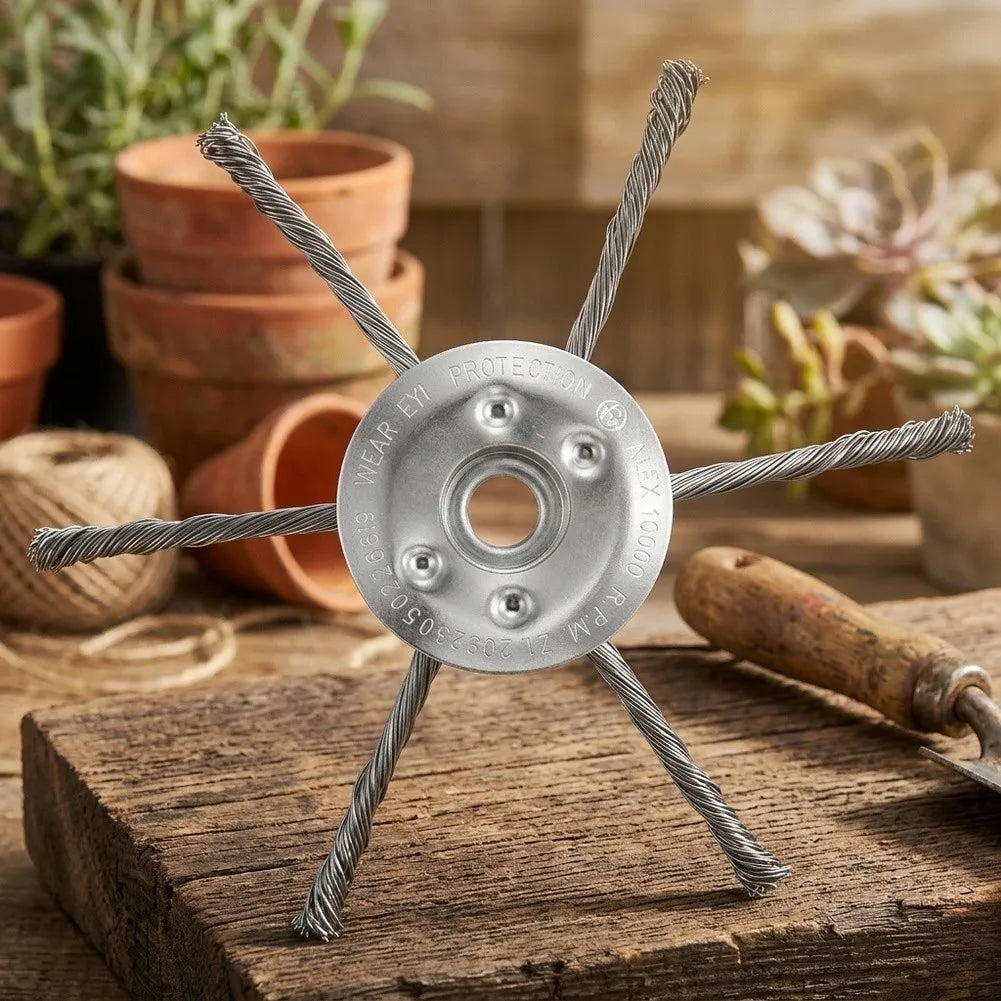 8-Inch 6-Blade Steel Wire Trimmer Head for Lawn Mower & Brush Cutter