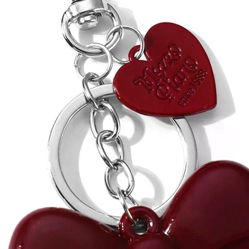 Y2K Red Bow Mirror Charm Keychain | Bag & Phone Pendant