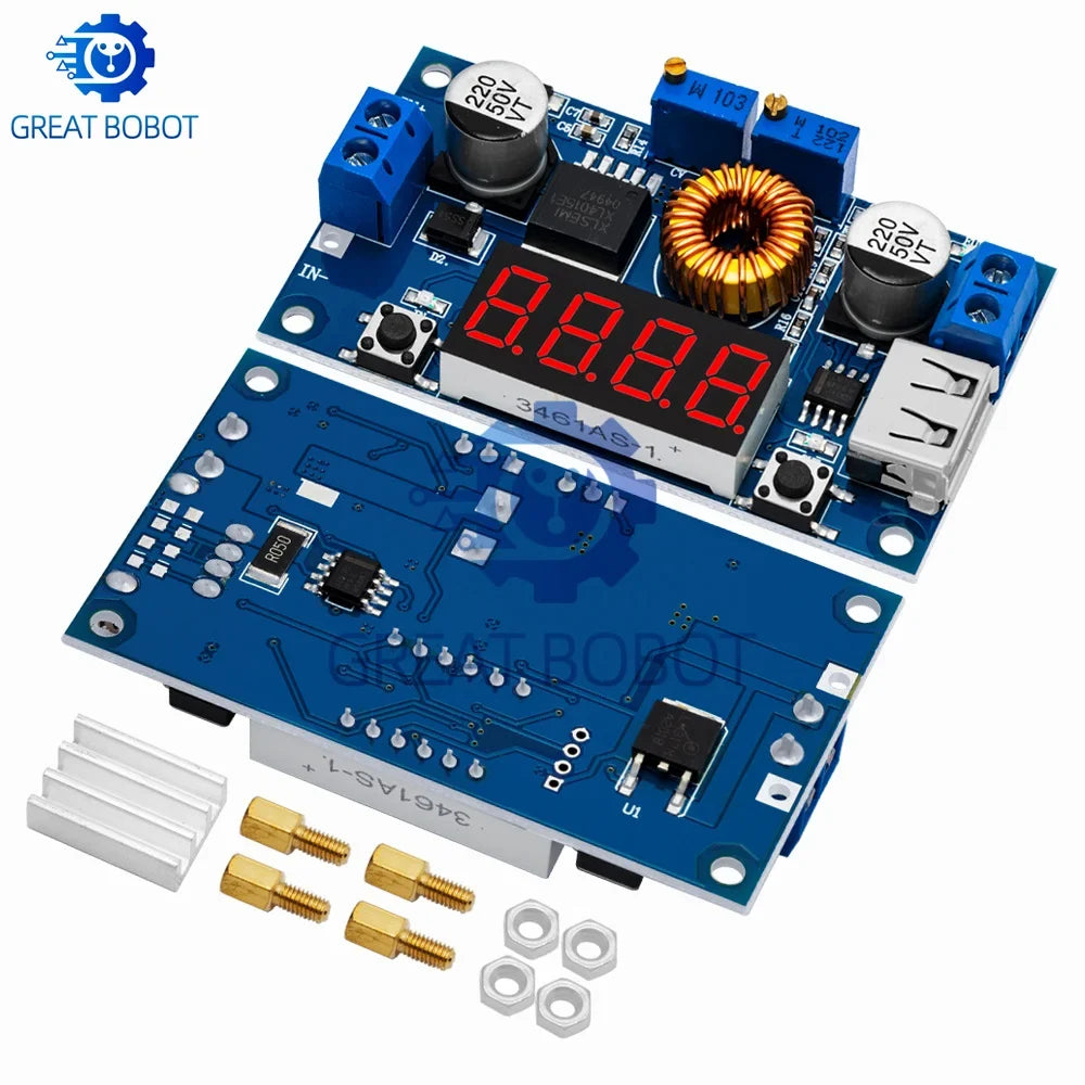 75W CC/CV Buck Converter Module – LED Driver, USB Voltmeter & Ammeter