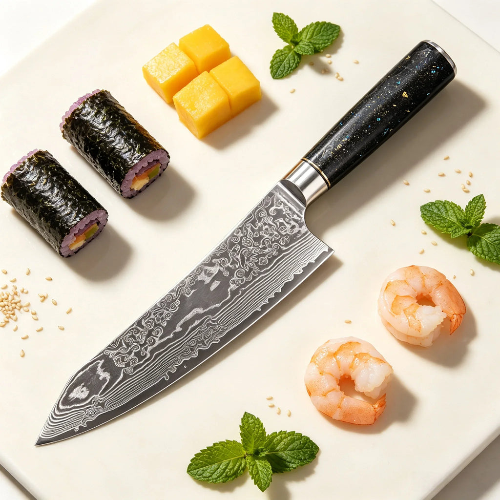 67-Layer Damascus Steel Kiritsuke Chef Knife – Sharp Kitchen Blade