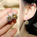 Huitan Round CZ Dangle Earrings – Blue, Pink, Red & Yellow
