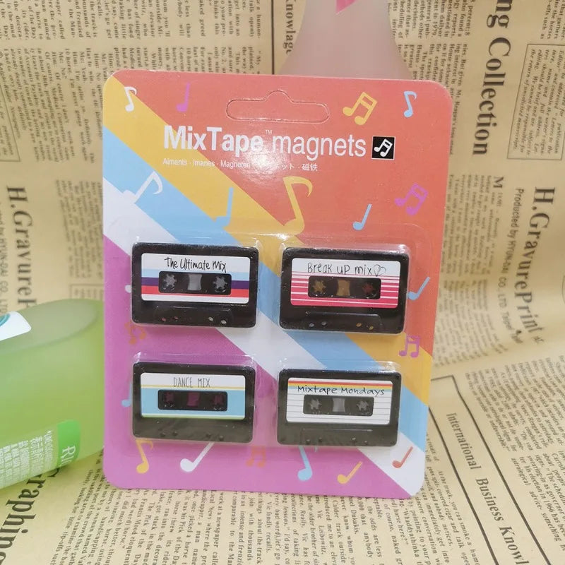 Retro Tape & Record Fridge Magnet Set of 4 | Nostalgic Decor