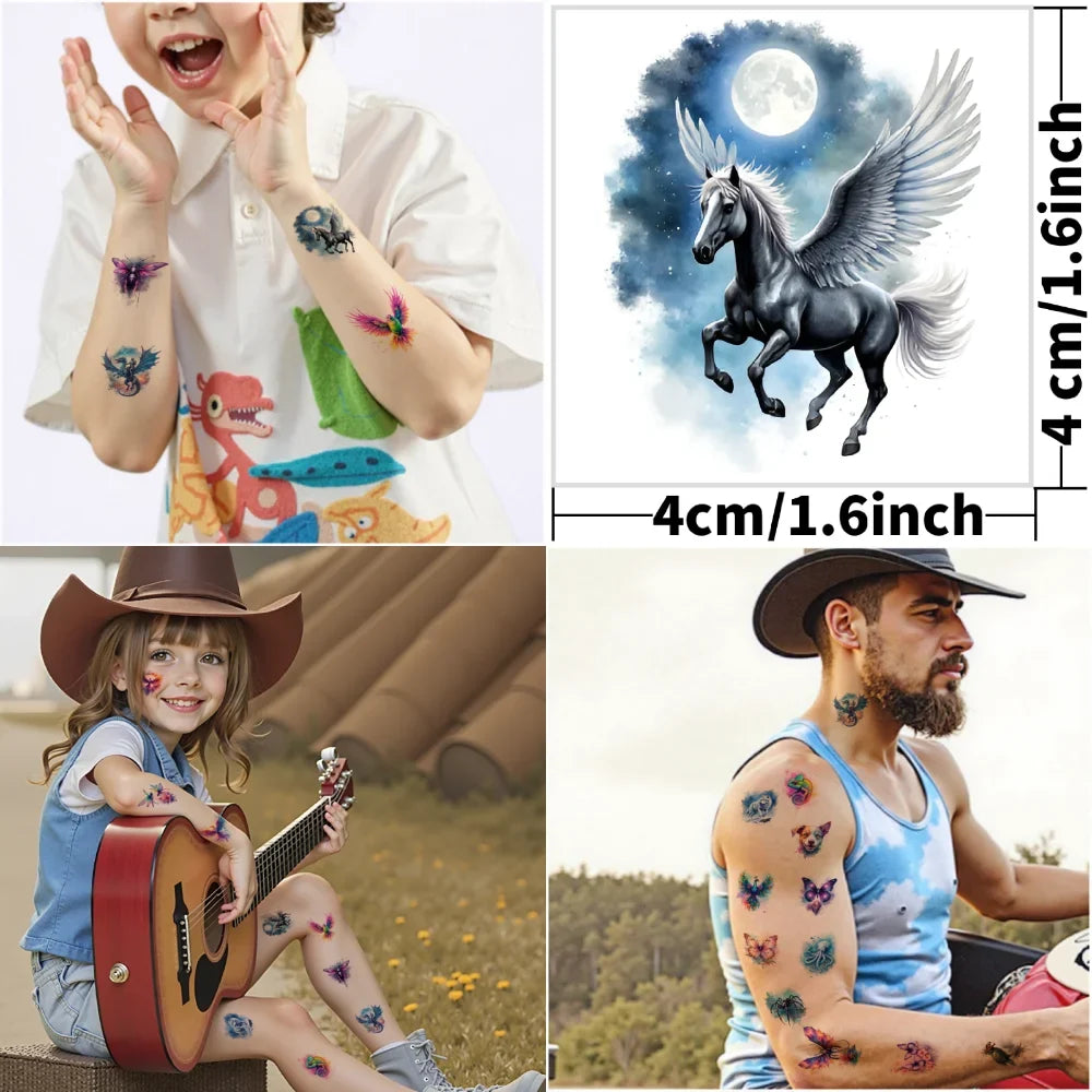 63pcs Waterproof Temporary Tattoo Stickers – Kids & Adults