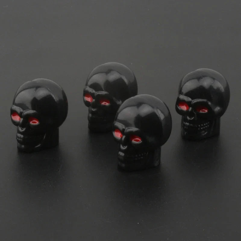 Skull Tire Valve Caps – ABS & Copper, Set of 4 | Cars & Bikes