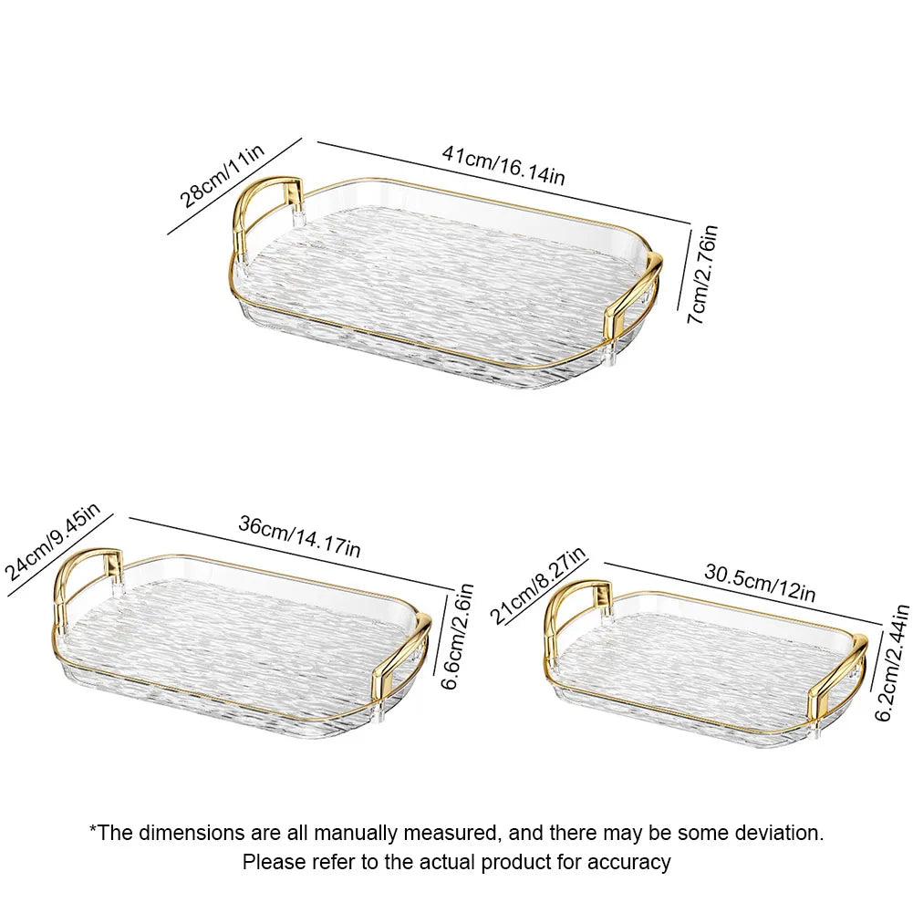 Clear Plastic Serving Tray with Handles | Large Food Platter