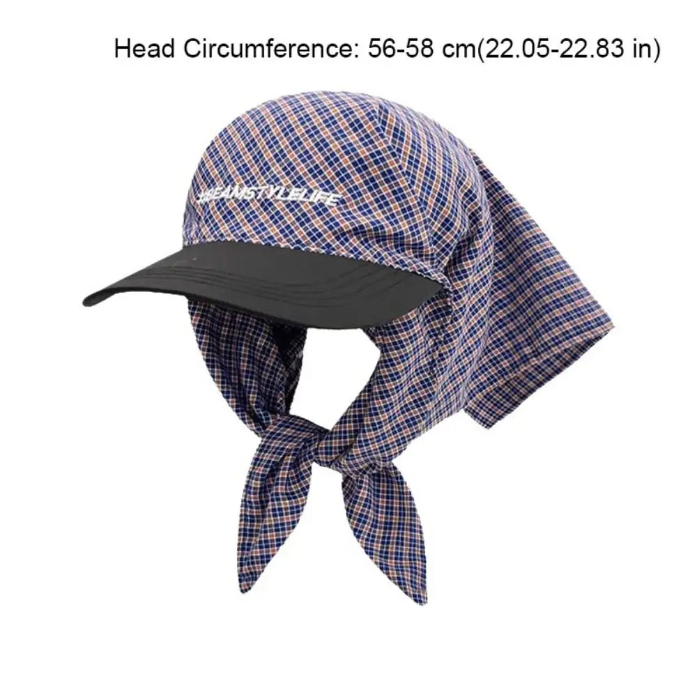 Y2K Plaid Bandana Baseball Cap – Unisex Hip-Hop Headscarf Hat