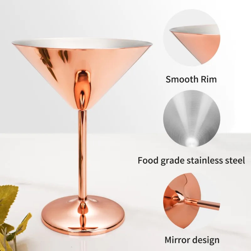 304 Stainless Steel Martini Cocktail Glass Champagne Goblet Wine Cup