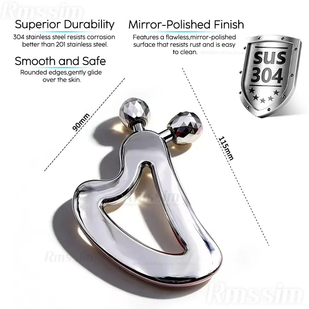 Stainless Steel Gua Sha Facial Massage Tool with Roller