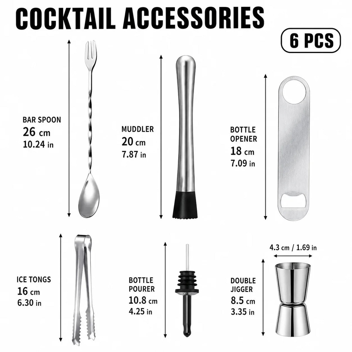 Stainless Steel Cocktail Muddler & Bar Tool Set | 3–9 Piece