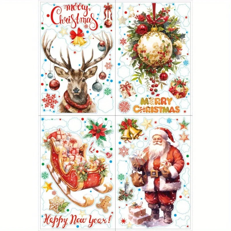 Christmas Santa Claus Gold Powder Electrostatic Window Stickers
