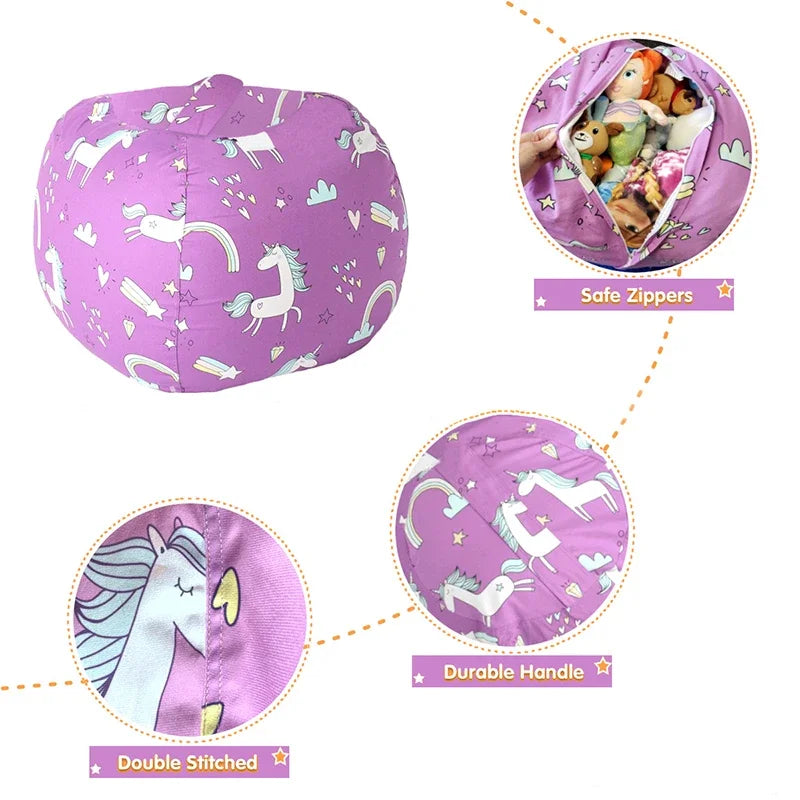 Large Canvas Bean Bag Stuffed Animal Toy Storage Organizer