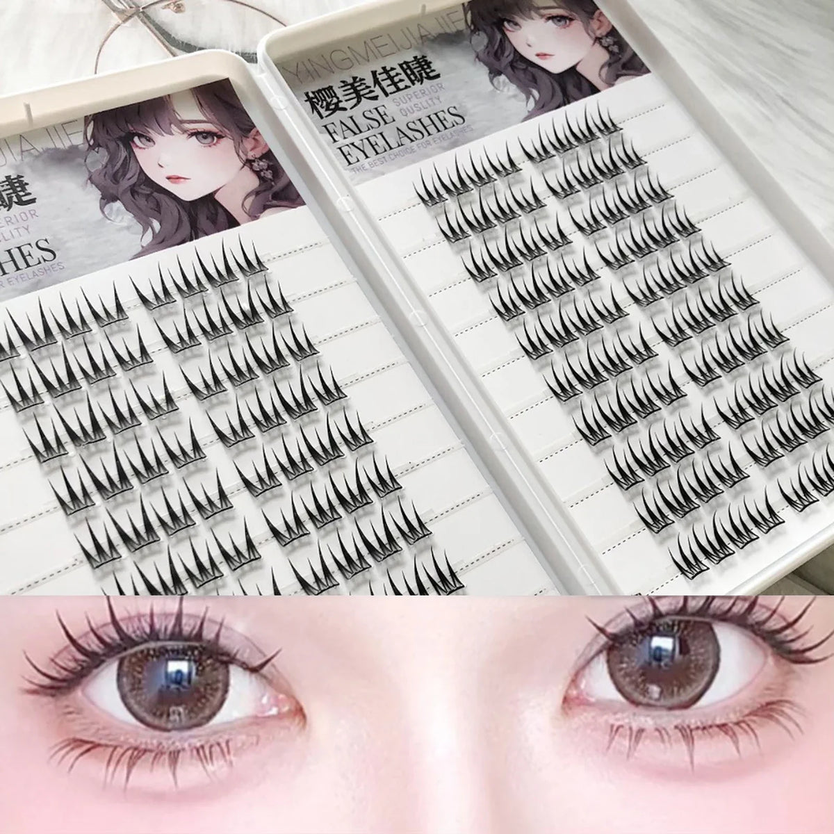 V-Shape Fluffy Cluster False Eyelashes | Natural Curly Daily Wear