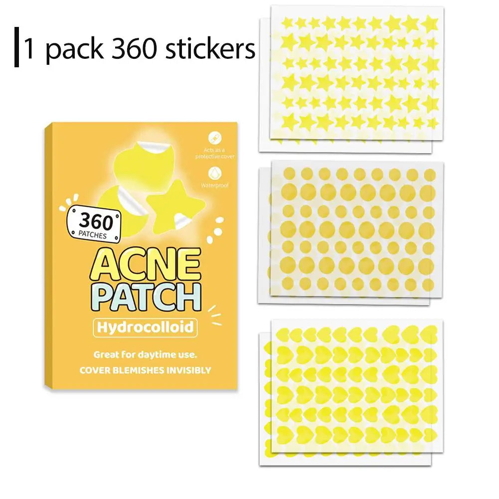 360-Count Hydrocolloid Pimple Patches – Stars Hearts & Dots