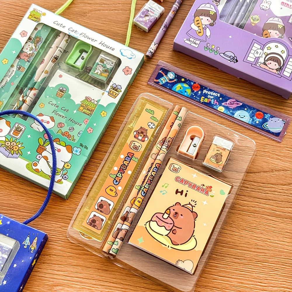 Capybara & Astronaut Stationery Set – 6-Piece Gift Bundle