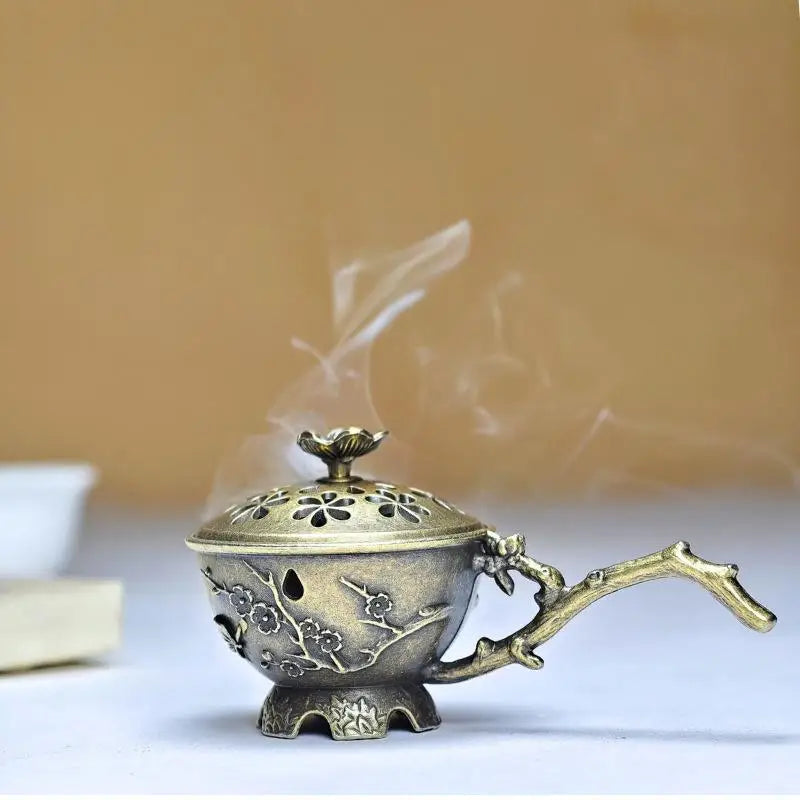 Vintage Plum Blossom Incense Holder | Zinc Alloy Burner