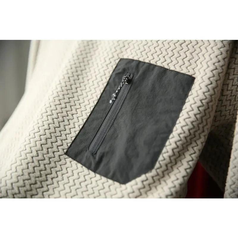 Men's Wave Texture Quick-Dry Long Sleeve Pullover Sweatshirt