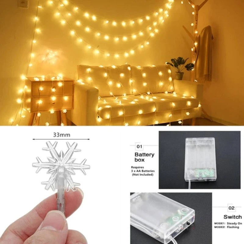 Snowflake LED Christmas Garland Hanging Tree Ornaments