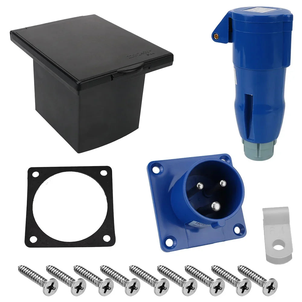 Waterproof 16A 240V Flush Hook-Up Plug Socket for RV & Marine