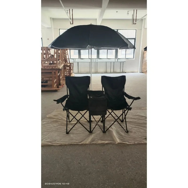 Folding Double Beach Chair with Umbrella – Portable Lounge