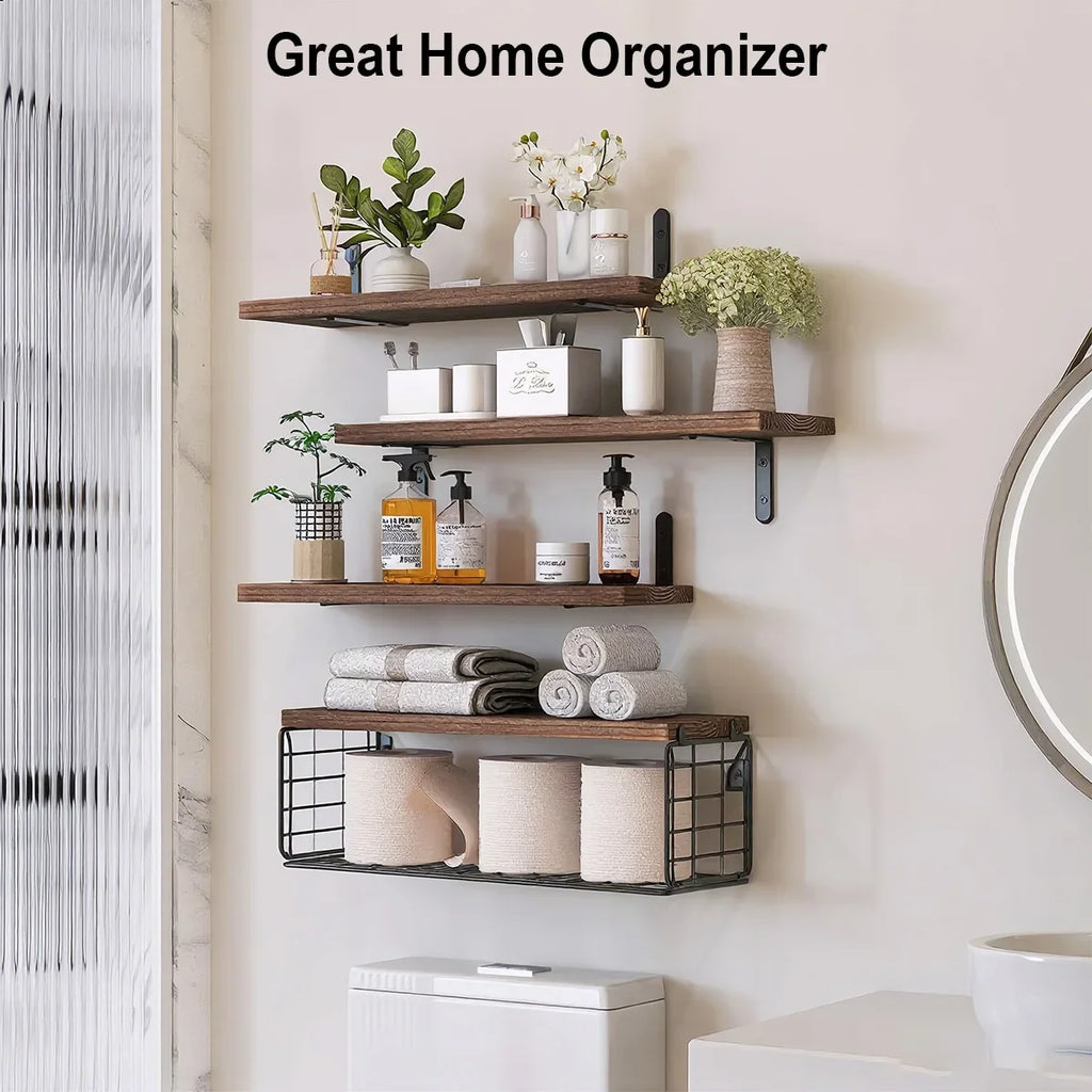 Bathroom Shelves Over Toilet Storage Basket Floating Wall Shelf Home