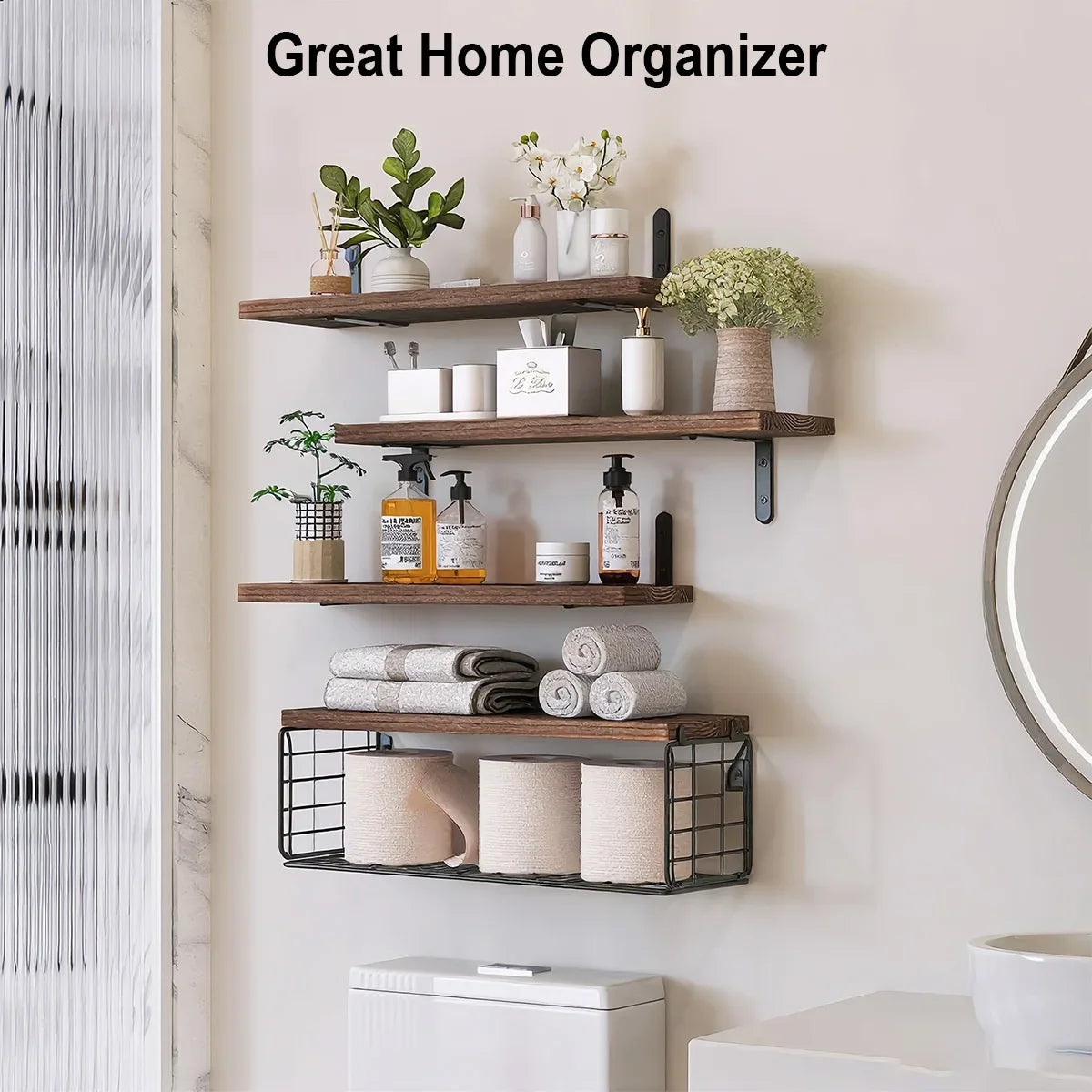 Bathroom Shelves Over Toilet Storage Basket Floating Wall Shelf Home