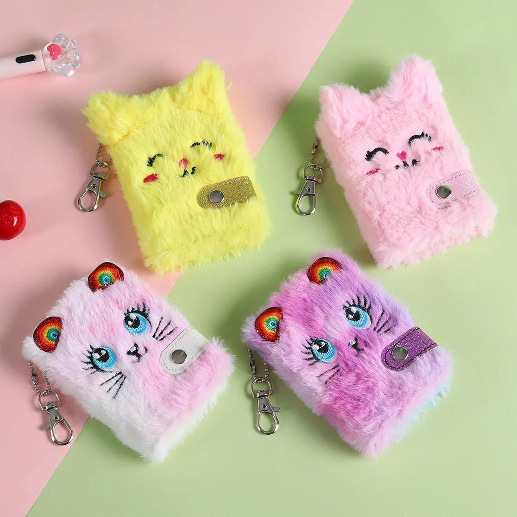 Kawaii Cat Plush Notebook & Keychain | Girls Journal Planner