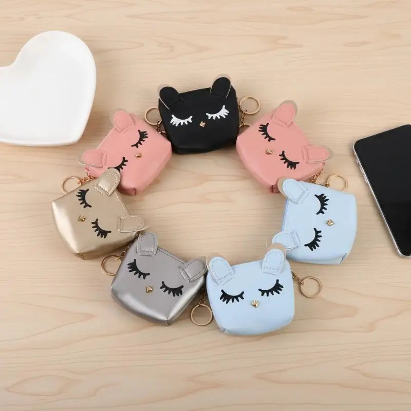 Cute Cat Keychain Coin Purse | Mini Zipper Wallet Bag