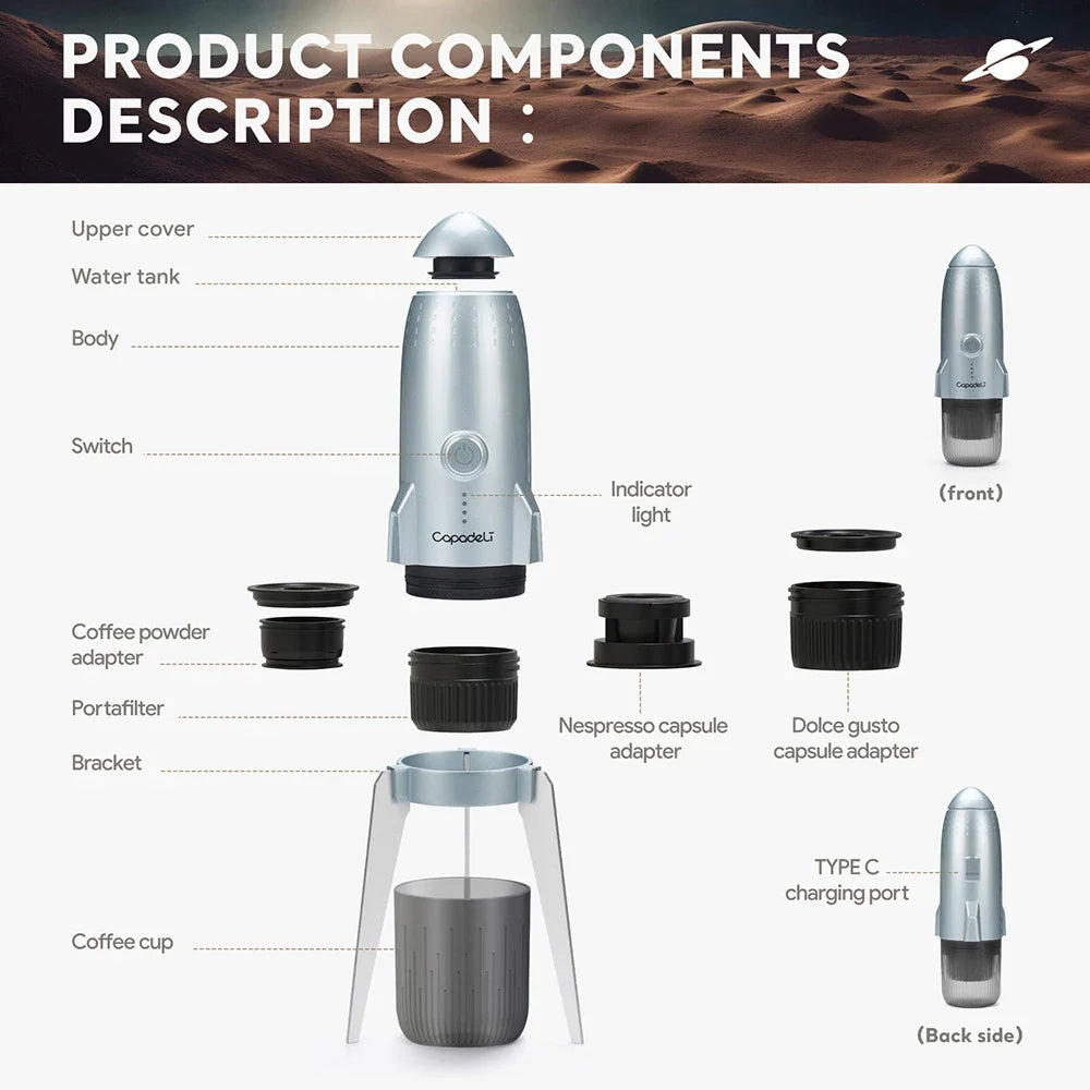 URGGU 3-in-1 Portable Espresso Machine | Travel Coffee Maker