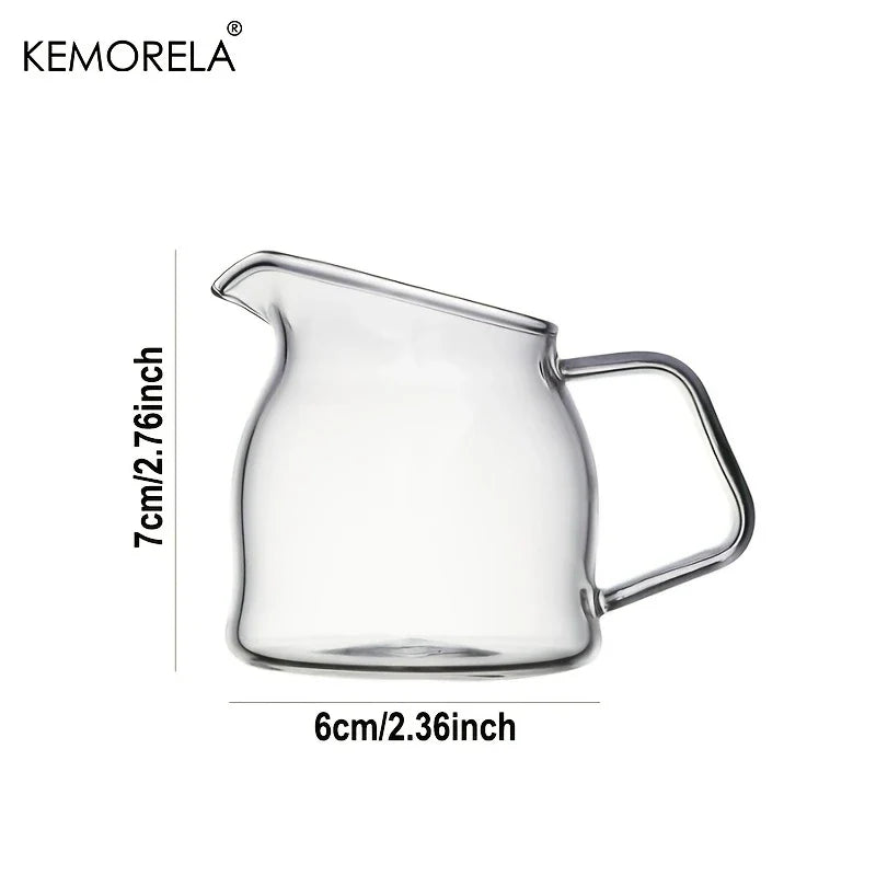 Mini Glass Milk Pitcher Slanted Spout – Heat Resistant | KEMORELA