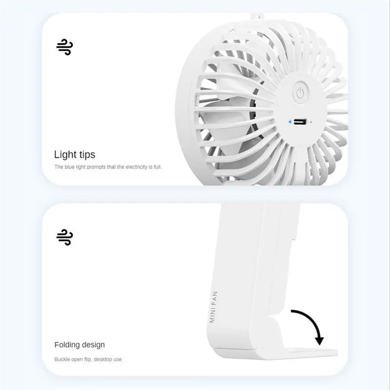 USB Rechargeable Mini Handheld Fan – 1200mAh Portable Cooling