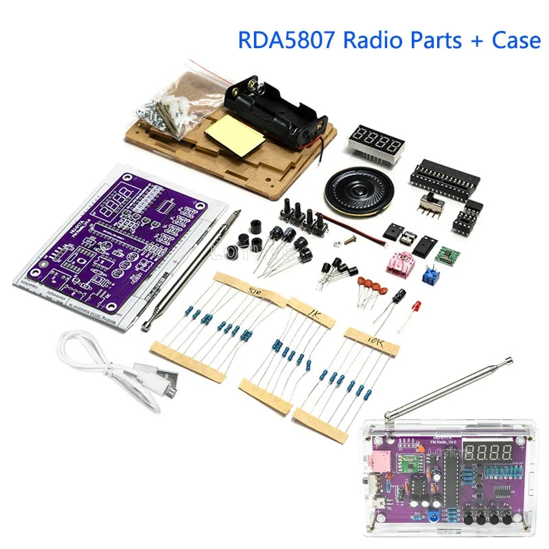 DIY FM Radio Soldering Kit RDA5807S 87–108MHz Dual Power Supply
