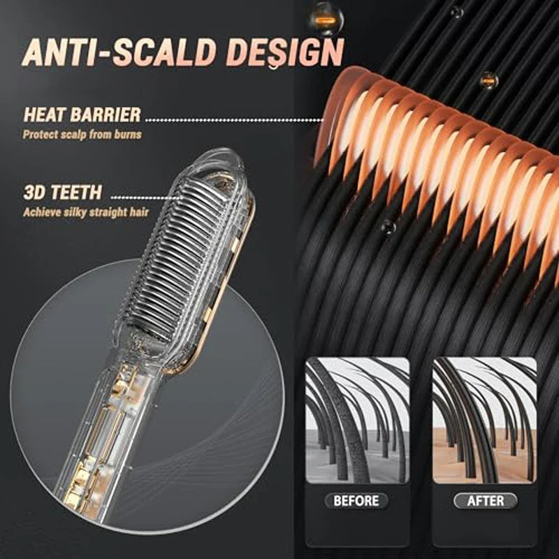 Ceramic Hair Straightening Brush | Multi-Temp Styling Tool