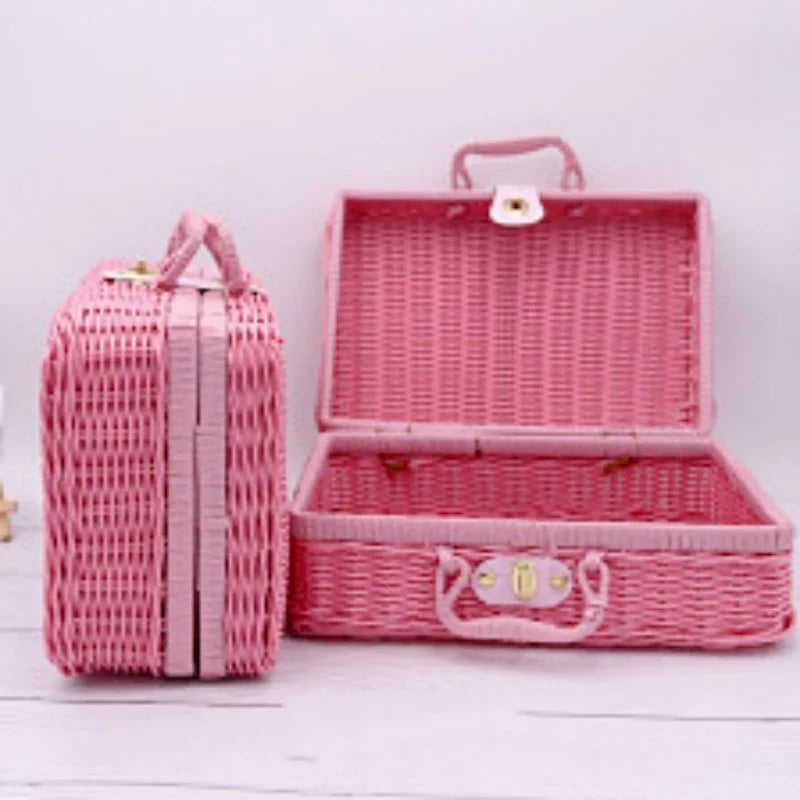 Retro Rattan Woven Storage Basket – Portable Handheld Organizer