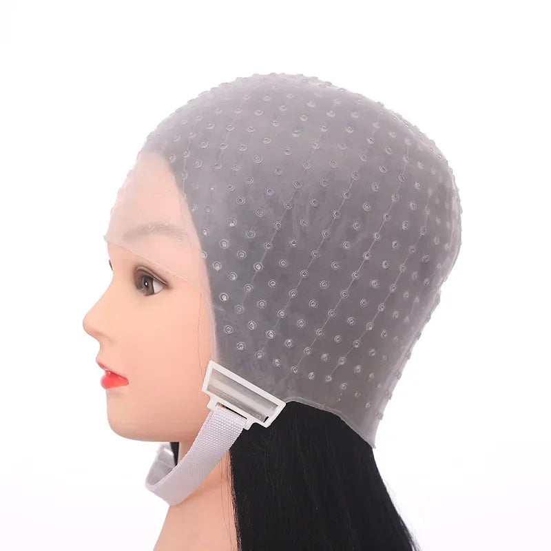 Silicone Hair Highlighting Cap with Hook Needle – Reusable Dye Set