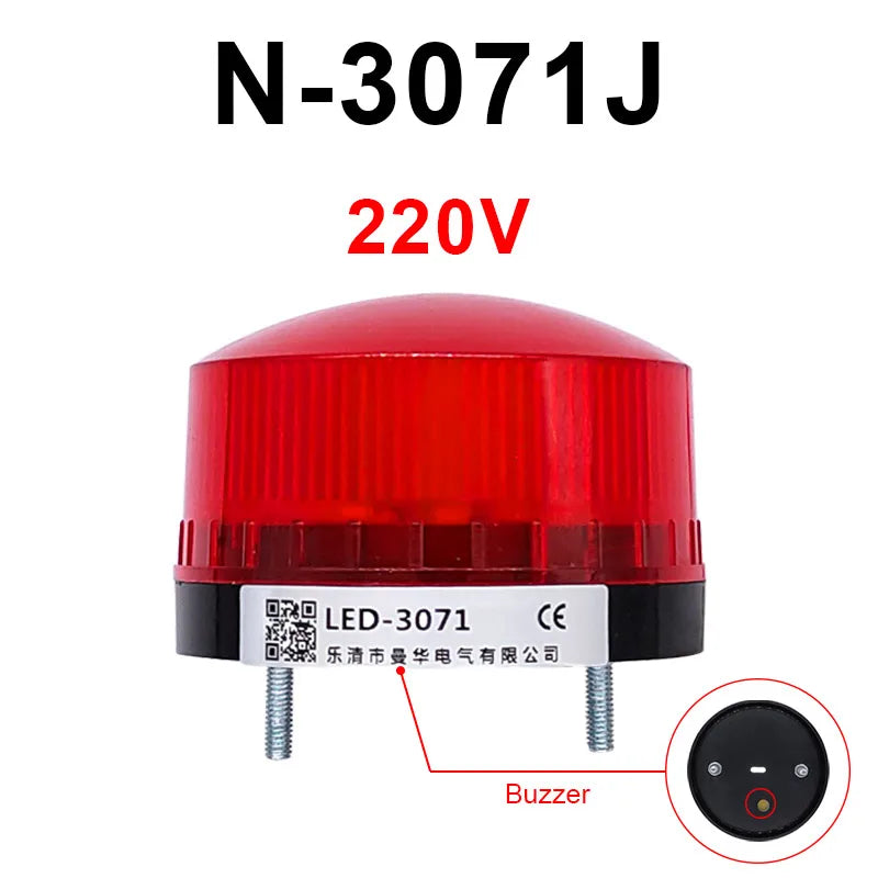 LED Strobe Warning Light with Buzzer | 12V 24V 220V IP44