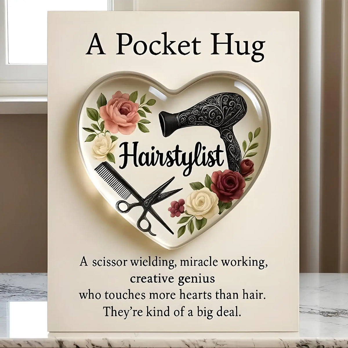 Heart Hug Pocket Acrylic Card | Hairdresser & Barber Gift