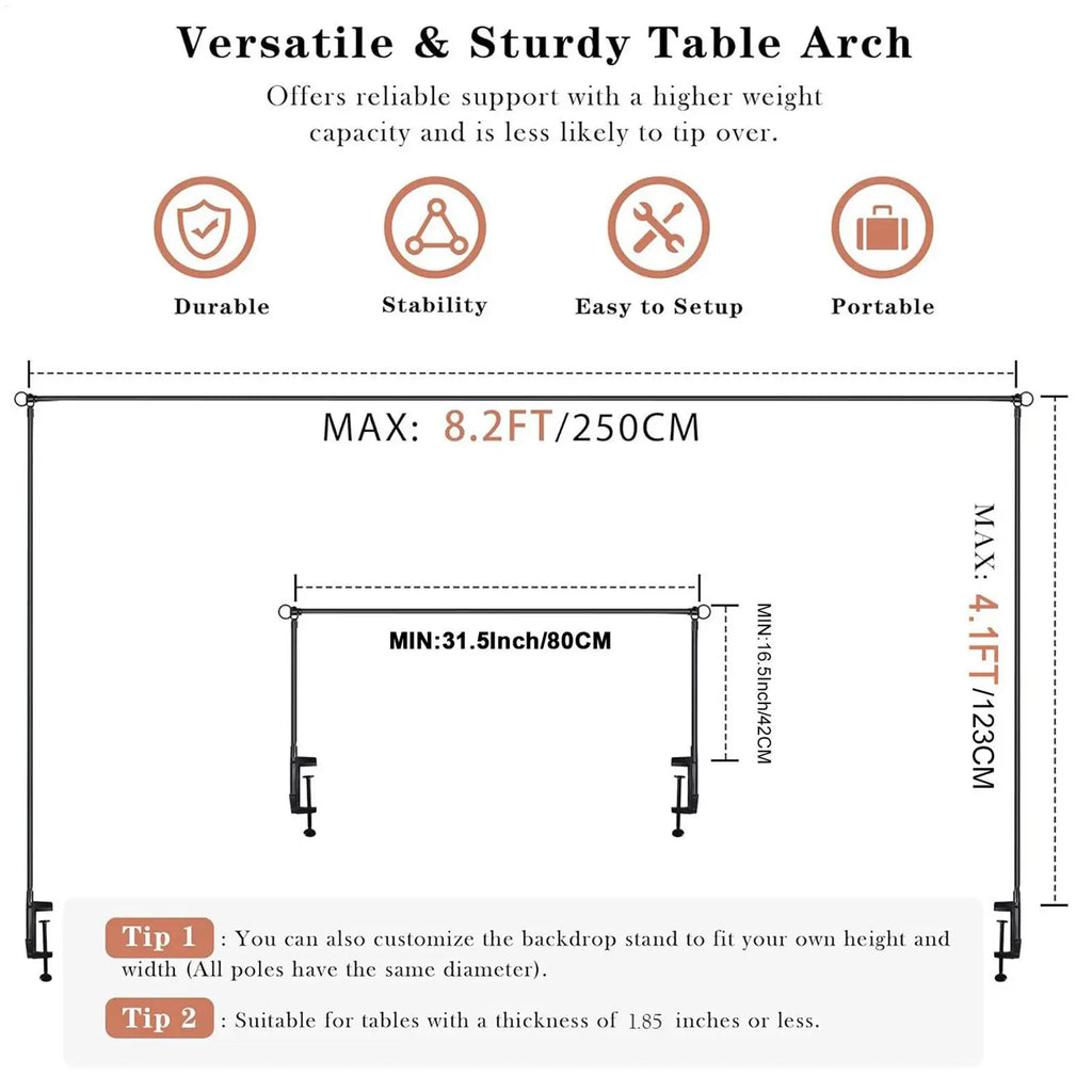 Table Arch Stand Clamps Adjustable Over Rod Dining Background Rack
