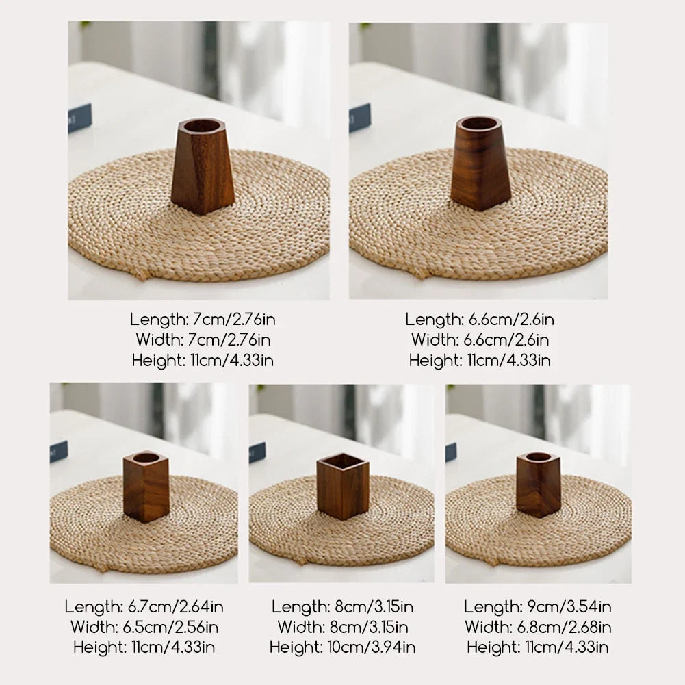 Walnut Wood Pen Holder Desktop Organiser | Vintage Office Cup