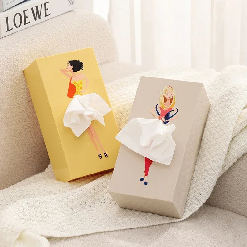 Pop-Art Flying Skirt Tissue Box Holder | Cute Novelty Decor