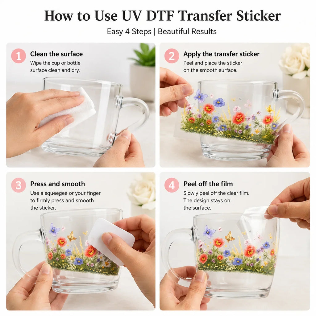Watercolor Poppy Butterfly UV DTF Sticker – Waterproof Decal