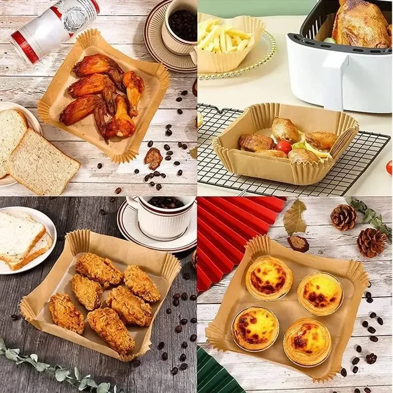 50-Pack Disposable Air Fryer Paper Liners 20cm | Oil-Proof