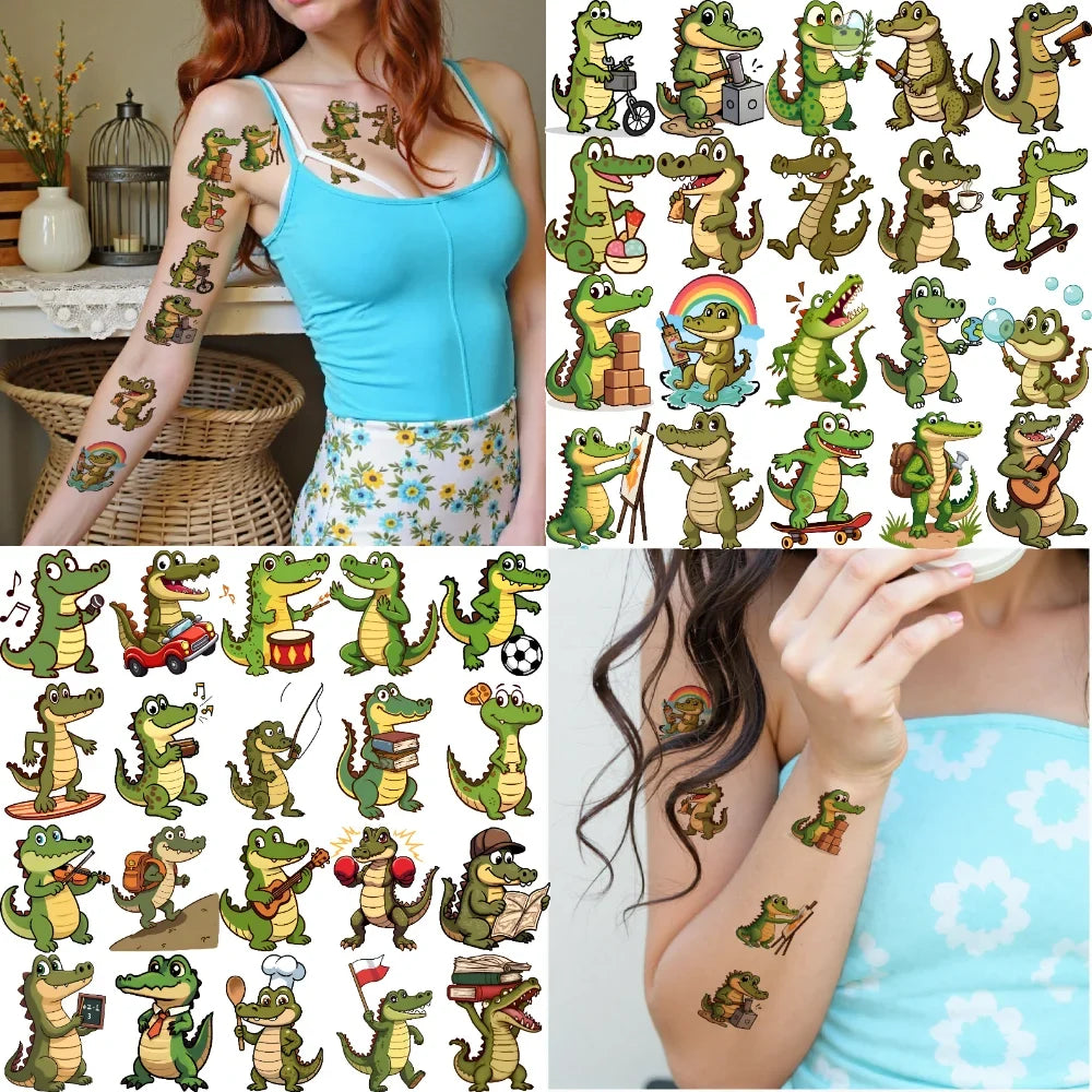 54pcs Cartoon Crocodile Temporary Tattoo Stickers – Waterproof