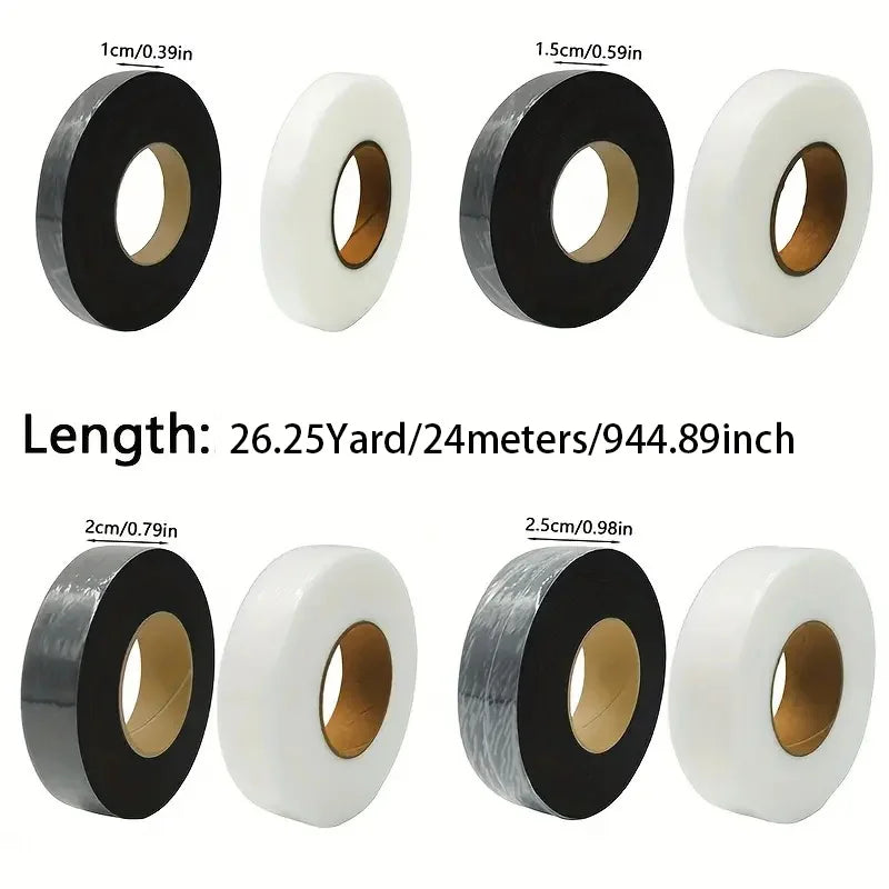 Iron-On Hem Tape 2 Rolls – Black & White Fusible Fabric Bond