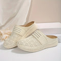 Women's Vintage Wedge Mule Sandals – Slip-On Faux Leather
