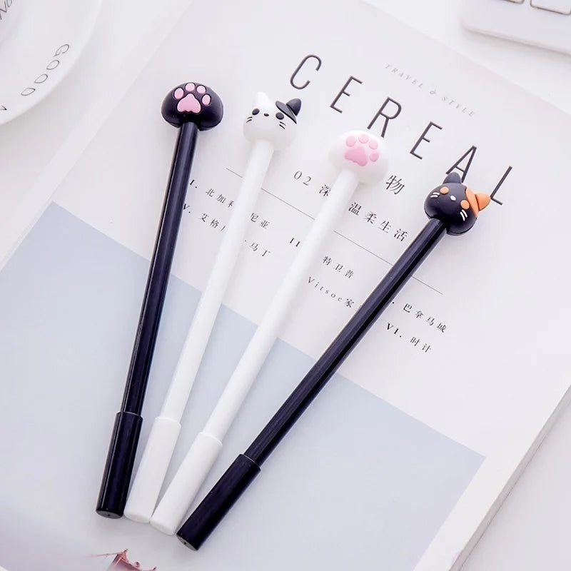 Kawaii Cat Gel Pen Cute Claw Black Ink Writing Stationery Office